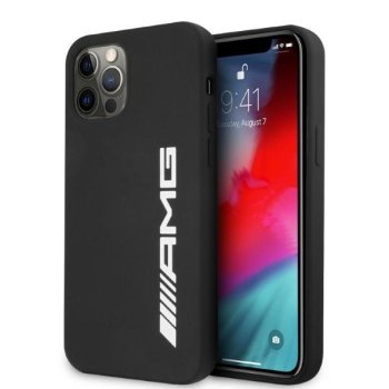 AMG Silicone Big Logo dėklas iPhone 12 Pro Max telefonui, juodas