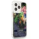 Guess Flower Liquid Glitter dėklas Apple iPhone 13 Pro / 13, Mėlynas