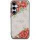 Guess Leather 4G Flowers Print MagSafe dėklas Samsung Galaxy S25, rožinis