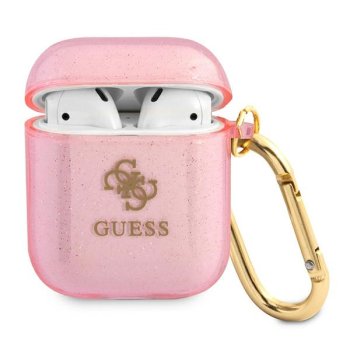 Guess GUA2UCG4GP Glitter Collection AirPods 1/2 dėklas, Rožinė