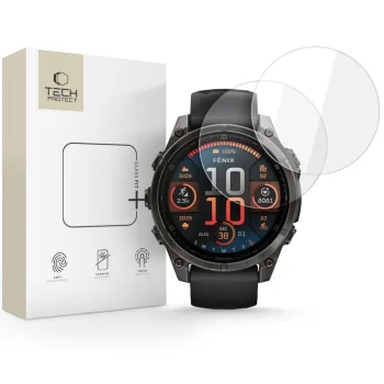 Tech-Protect Glass Fit+ Tempered Glass for Garmin Fenix 8 47mm 2-Pack - Clear
