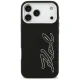 Karl Lagerfeld FW Grained Signature Logo dėklas iPhone 17 Pro Max telefonui, juodas