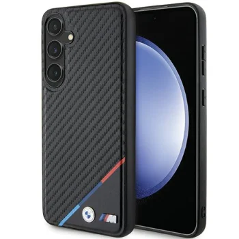 BMW Carbon Tricolor Line MagSafe dėklas Samsung Galaxy S24+ telefonui, juodas