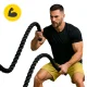 Treniruočių virvė 4FIZJO Power Battle Rope 15 m, juoda