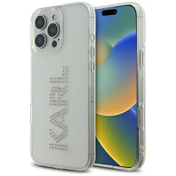 Karl Lagerfeld IML Rhinestones Logo Case for iPhone 16 Pro 6.3", Clear