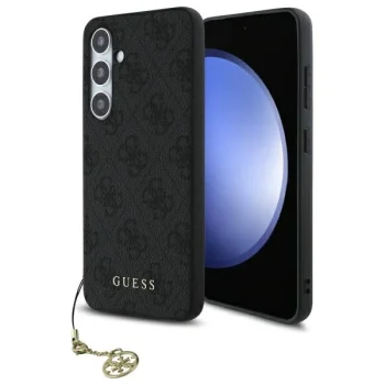 Guess 4G Charms dėklas, skirtas Samsung Galaxy S24 FE, pilkas