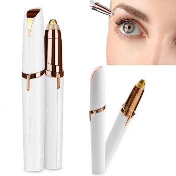 Face and Eyebrow Epilator / Trimmer with LED Light, White