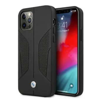 BMW dėklas iPhone 12 Pro Max telefonui Perforated Sides, juodas