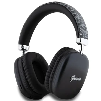 Guess GCUBE Metallic Script Logo Wireless Headphones, Black