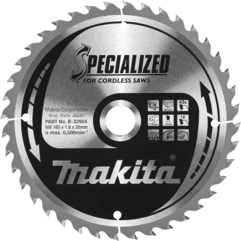 Diskinio pjūklo diskas Makita B-32954 SPECIALIZED medžiui, 165 x 20 x 1.6 mm, 40Z