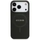 Guess Saffiano Classic Logo MagSafe dėklas iPhone 17 Pro telefonui, juodas