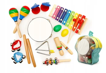 ECOTOYS vaikiškų muzikinių instrumentų rinkinys su kuprine, 10 dalių