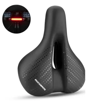 Rockbros 38218916002 MTB Bicycle Saddle with Lamp, Black