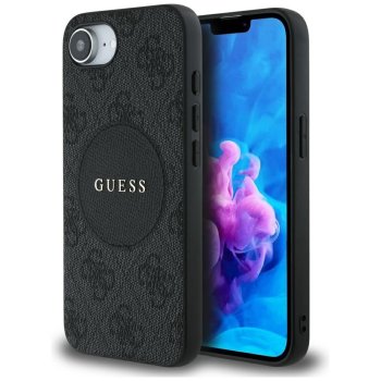 Guess 4G Circle Classic Logo MagSafe dėklas, skirtas iPhone 16e, juodas
