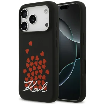 Karl Lagerfeld Silicone Heart Sign Logo MagSafe Phone Case Cover iPhone 17 Pro - Black