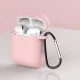 Silikoninis dėklas ausinėms AirPods 2 / AirPods 1 su karabinu, rožinis