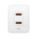 Spigen Essential EE472EU GaN Pro tinklo įkroviklis 2x USB-C 47W, baltas
