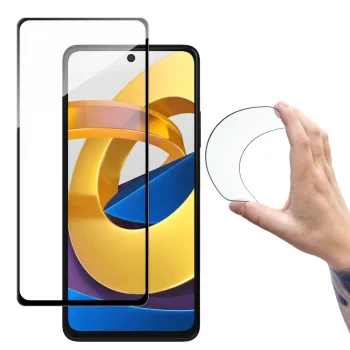 Hibridinis apsauginis stiklas Wozinsky Full Cover Flexi skirtas Xiaomi Poco M4 Pro 5G, skaidrus