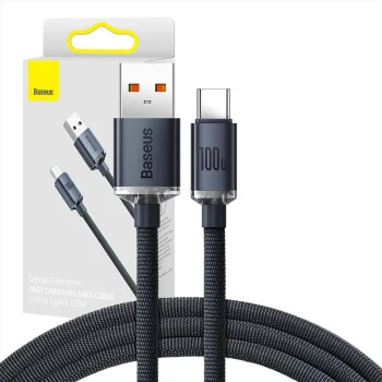 Baseus Crystal Shine USB Type C Data Charging Cable 100W, 1.2m, Blue