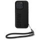 BMW iPhone 16 Pro Max dėklas Signature Leather Wordmark Cord, juodas