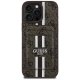 Guess iPhone 16 Pro Max dėklas 4G Stripes su MagSafe pinigine, rudas