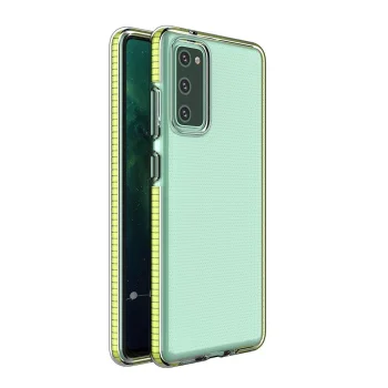 Dėklas Samsung Galaxy A72 4G Spring Case, skaidrus su geltonu rėmeliu