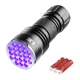 Lepro 1100008 UV LED torch, 395 nm, 21 LEDs