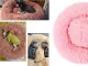 Plush Pet Bed for Dogs and Cats, Round Fluffy Cushion 50 x 15 cm, Light Pink