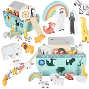 Lulilo KX3074 Noah's Ark Wooden Sorter, 20 Elements