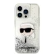 Karl Lagerfeld Glitter Karl\'s Head dėklas, skirtas iPhone 14 Pro Max, sidabrinis