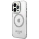 Guess Metal Outline MagSafe dėklas, skirtas iPhone 14 Pro Max 6.7\", sidabrinis