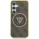 Guess 4G Glitter Triangle Buttons MagSafe dėklas Samsung Galaxy S25, rudas