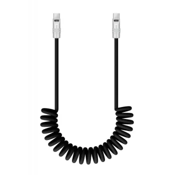 Newell USB-C į USB-C laidas 100 W, 1.5 m, spiralinis, silikoninis, juodas