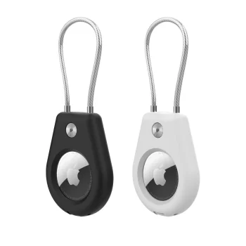 Apple AirTag dėklas su plieniniu troseliu, juodas ir baltas (2 vnt.)