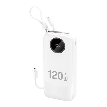 Dudao K13Pro 20000mAh Powerbank with Built-in Cables, White