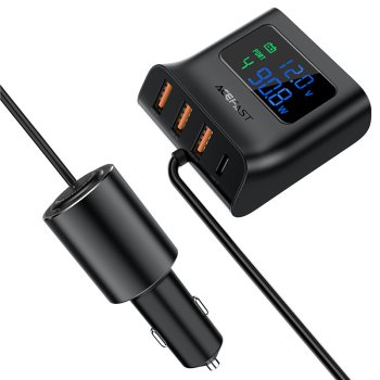 Acefast car charger 90W USB Type C / 3x USB / cigarette lighter socket, PPS, PD3.0, QC3.0, AFC, FCP charging station...