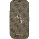 Guess Book 4G Metal Logo atverčiamas dėklas iPhone 18 Pro Max / 17 Pro Max, rudas