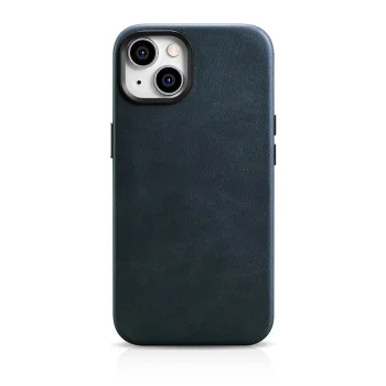iCarer Oil Wax odinis dėklas telefonui iPhone 14 Plus su MagSafe, WMI14220703-BU, tamsiai mėlynas