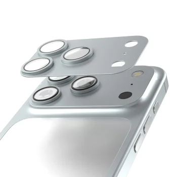 Etteri kameros apsauga iPhone 18 Pro, 9H grūdintas stiklas ir aliuminis, sidabrinė