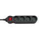Maclean MCE180 Power Strip, 4 Sockets, with Switch, 1.4m, Black