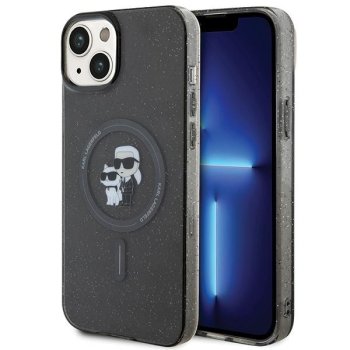 Karl Lagerfeld iPhone 15 Plus Case IML KC Glitter MagSafe, Black