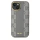 DKNY Leather Checkered Mono Pattern MagSafe dėklas iPhone 15, smėlio spalvos