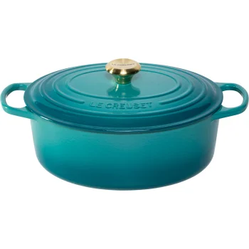 Le Creuset Signature ovalus ketaus troškintuvas 31 cm, 6.3 l, Bleu Riviera