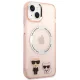 Karl Lagerfeld Karl & Choupette Aluminum MagSafe dėklas iPhone 14 Plus, rožinis