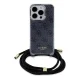 Guess dėklas iPhone 15 Pro Max telefonui Crossbody Cord 4G Print, juodas