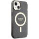 Guess Glitter Gold MagSafe dėklas skirtas iPhone 14, juodas