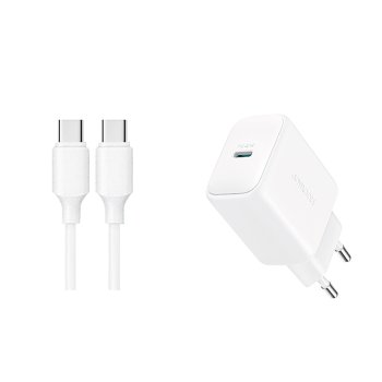Joyroom JR-TCF20 USB-C PD 20W įkroviklis su USB-C laidu 1m, baltas