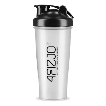 4Fizjo PRO Sports Shaker with Mesh and Ball, 650 ml, Transparent/Black