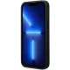 BMW dėklas iPhone 14 Pro Max telefonui Leather Blue Dots, juodas