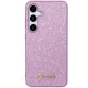 Guess dėklas Samsung Galaxy S24 telefonui Glitter Script, violetinis